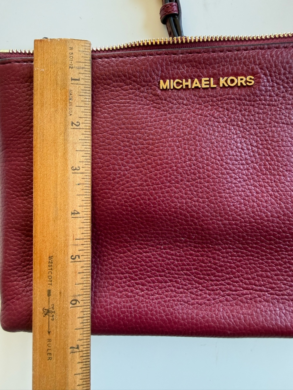 Michael Kors Pebbled Leather Two Toned Crossbody - Burgundy/Wine & Monogram - Picture 7 of 8
